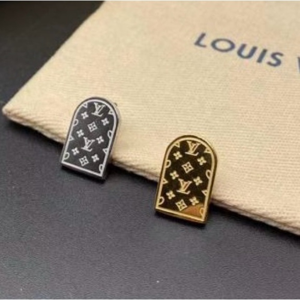Louis Vuitton Nanogram Stud Earrings - Silver & Gold - Picture 1 of 4